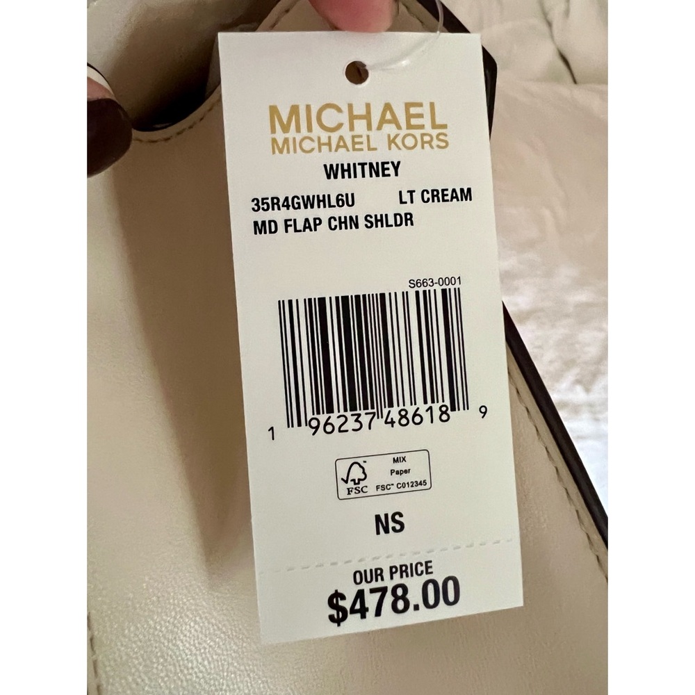 đ¤đ¤ NWT Michael Kors Whitney Medium Quilted Shoulder Bag in Light Cream â NEW - Picture 5 of 5